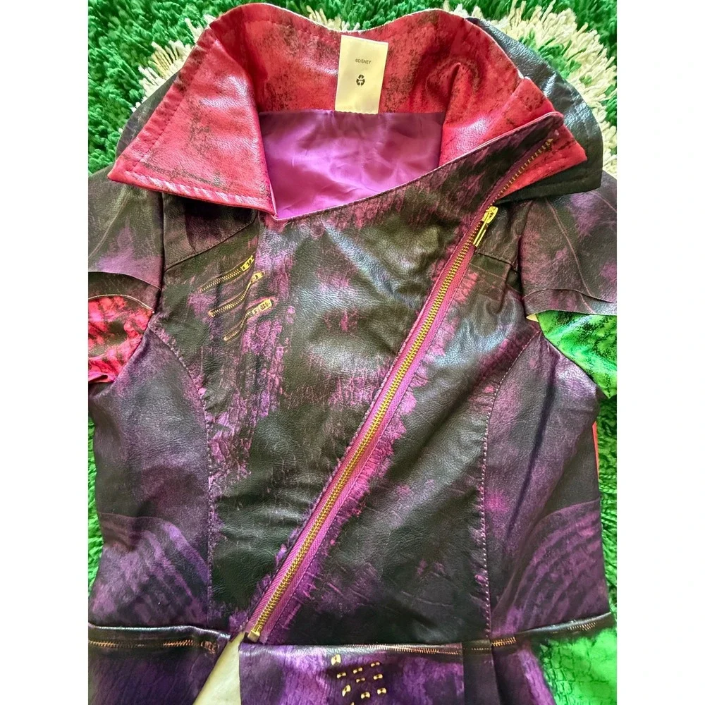 Disney Store Descendants Mal Jacket Girls 7/8 Purple Excellent Dragon Heart Moto